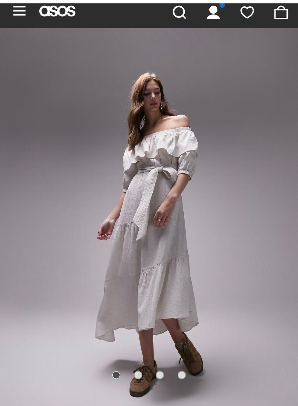 Topshop bardot midi dress in ivory ASOS